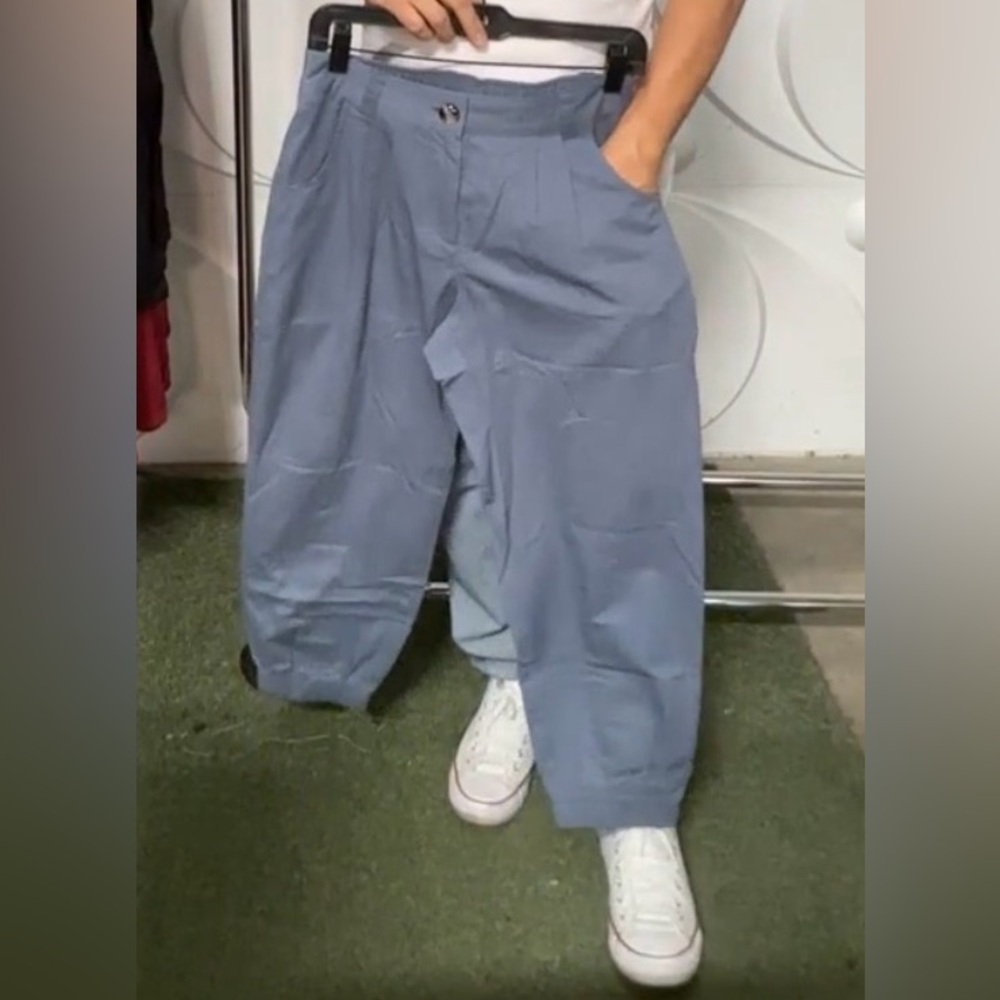 Halara Mid Rise Casual Cotton Joggers with Pockets Sea Fog Blue large